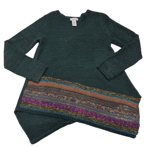 Soft Surroundings Sweaters - Soft Surroundings Sweater Womens Petite Small‎ Green Asymmetric Knit Wool Tunic